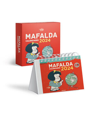 MAFALDA 2024, CALENDARIO ESCRITORIO ROJO CON CAJA